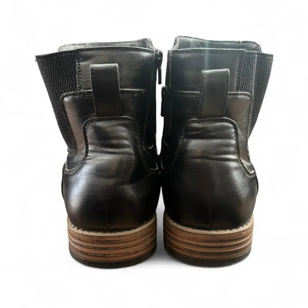 Michael Strahan Collection black leather Chelsea boots